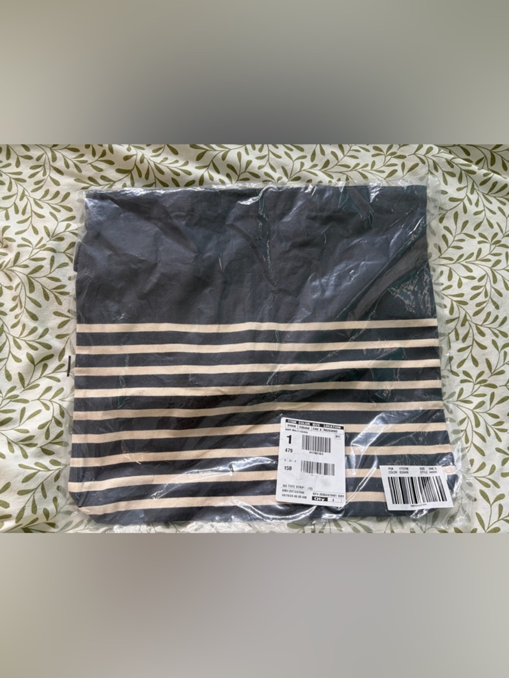 J. Crew Navy and Cream Striped Tote Bag